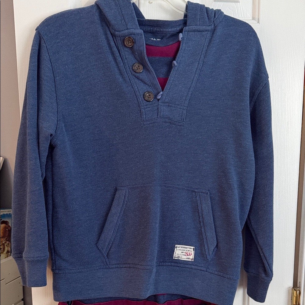 Gap Kids Boys’ Blue Button-Up Hoodie Size 10 and Shirt Size 14